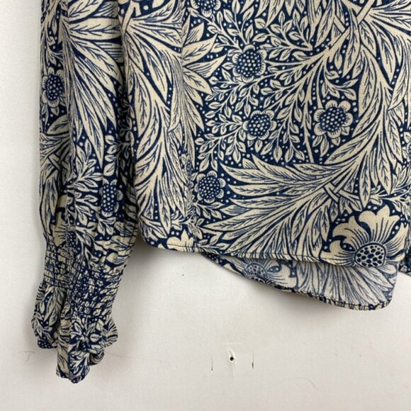 H&M x William Morris & Co 8 Floral Print Top Blouse Navy Blue Ivory - Picture 9 of 15